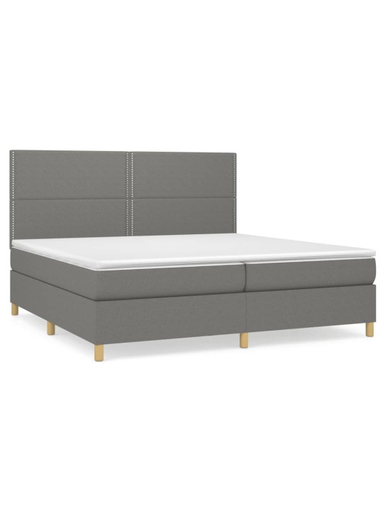 Box spring postel s matrací tmavě šedá 200x200 cm textil