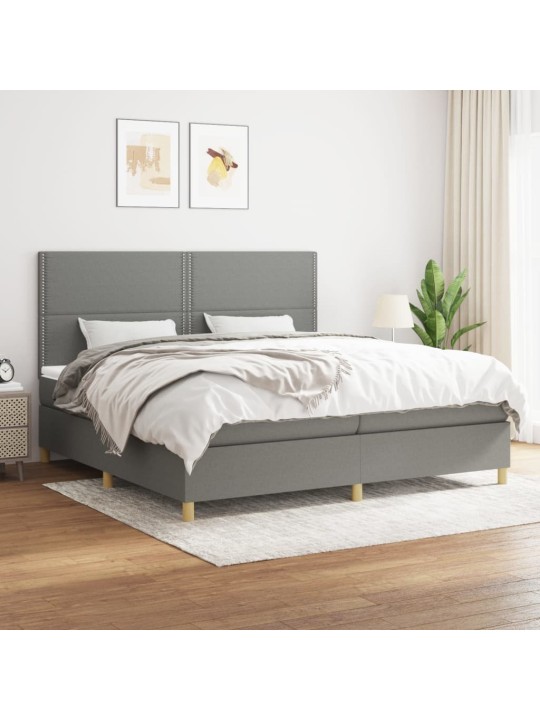Box spring postel s matrací tmavě šedá 200x200 cm textil