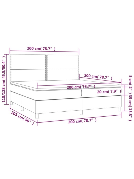 Box spring postel s matrací krémová 200x200 cm textil