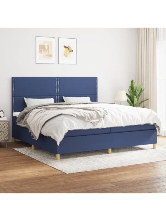 Box spring postel s matrací modrá 200x200 cm textil