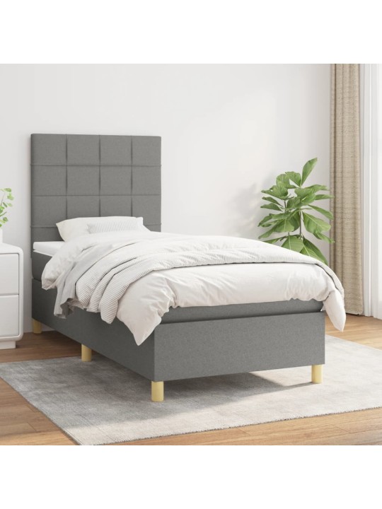 Box spring postel s matrací tmavě šedá 90x190 cm textil