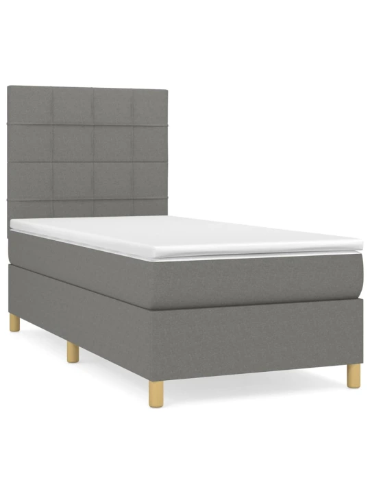 Box spring postel s matrací tmavě šedá 90x200 cm textil