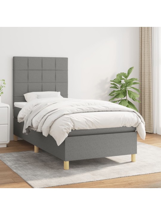 Box spring postel s matrací tmavě šedá 90x200 cm textil