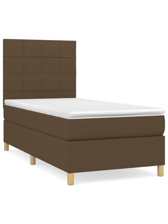 Box spring postel s matrací tmavě hnědá 90x200 cm textil