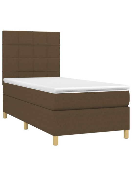 Box spring postel s matrací tmavě hnědá 90x200 cm textil