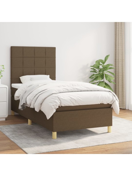 Box spring postel s matrací tmavě hnědá 90x200 cm textil