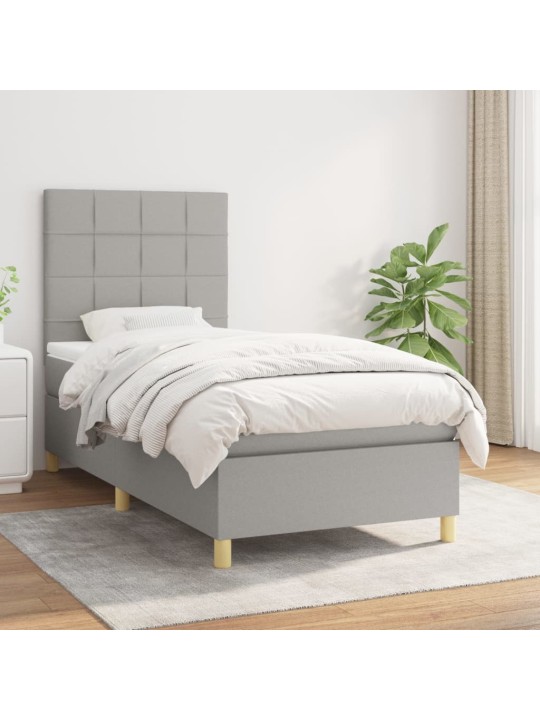Box spring postel s matrací světle šedý 100 x 200 cm textil