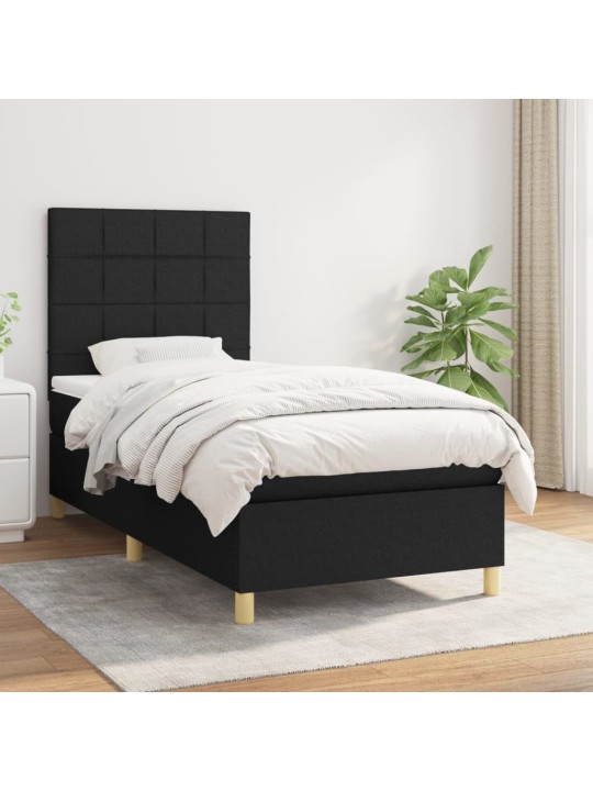 Box spring postel s matrací černá 100 x 200 cm textil