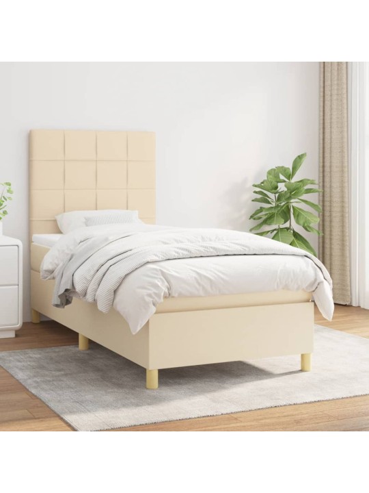 Box spring postel s matrací krémová 100 x 200 cm textil
