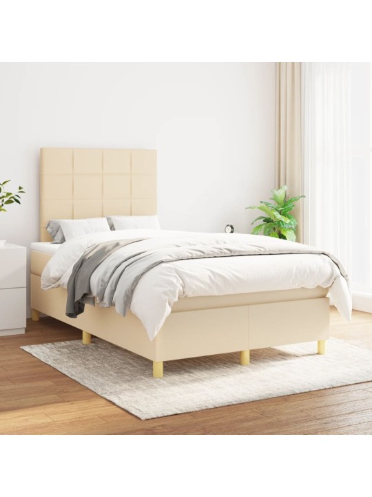 Box spring postel s matrací krémová 120x200 cm textil