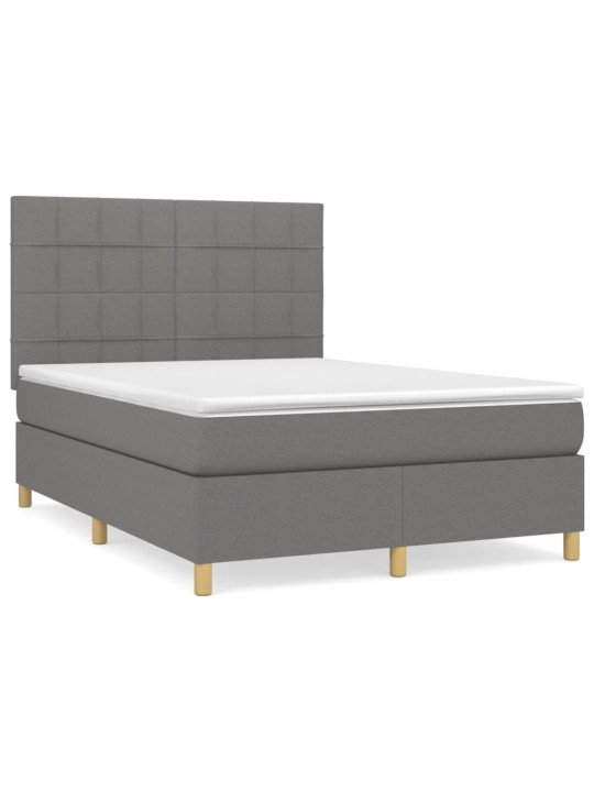 Box spring postel s matrací tmavě šedý 140 x 190 cm textil