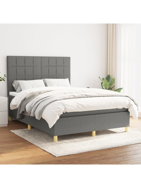 Box spring postel s matrací tmavě šedý 140 x 190 cm textil