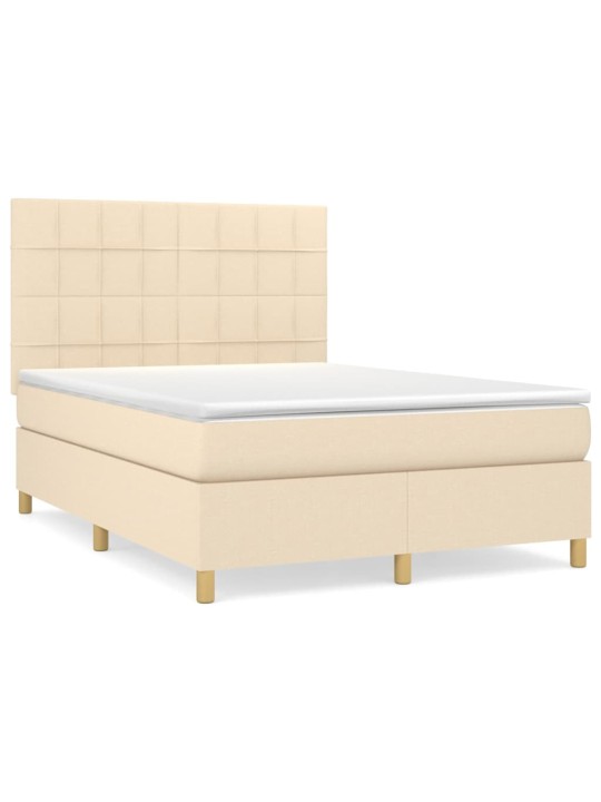 Box spring postel s matrací krémová 140x190 cm textil