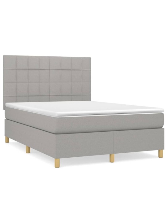 Box spring postel s matrací světle šedá 140 x 200 cm textil