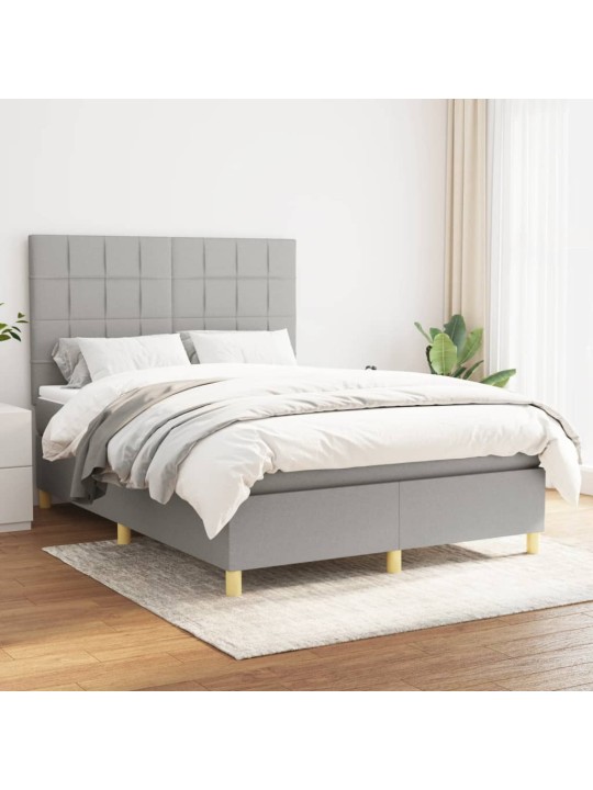 Box spring postel s matrací světle šedá 140 x 200 cm textil