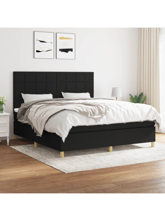 Box spring postel s matrací černá 160x200 cm textil