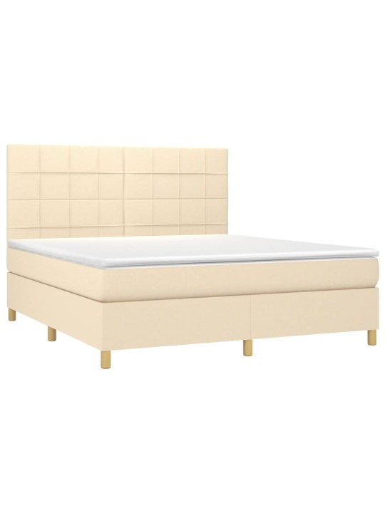Box spring postel s matrací krémová 160x200 cm textil