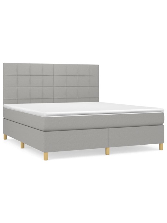 Box spring postel s matrací světle šedá 180 x 200 cm textil
