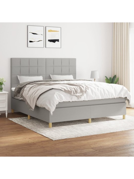 Box spring postel s matrací světle šedá 180 x 200 cm textil