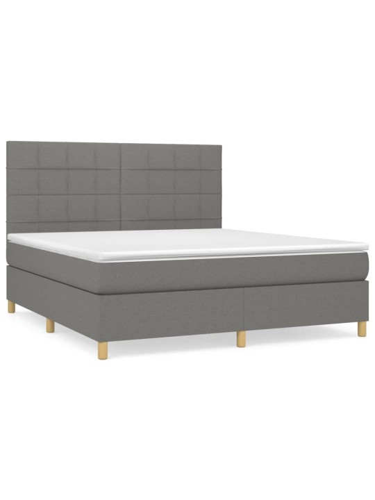 Box spring postel s matrací tmavě šedá 180x200 cm textil
