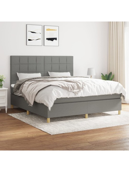 Box spring postel s matrací tmavě šedá 180x200 cm textil