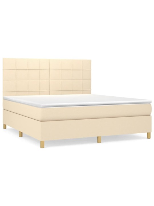 Box spring postel s matrací krémová 180x200 cm textil