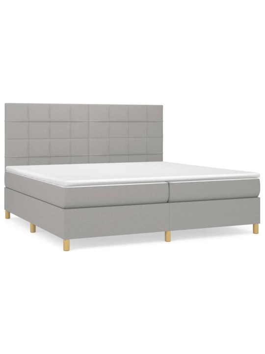Box spring postel s matrací světle šedá 200 x 200 cm textil