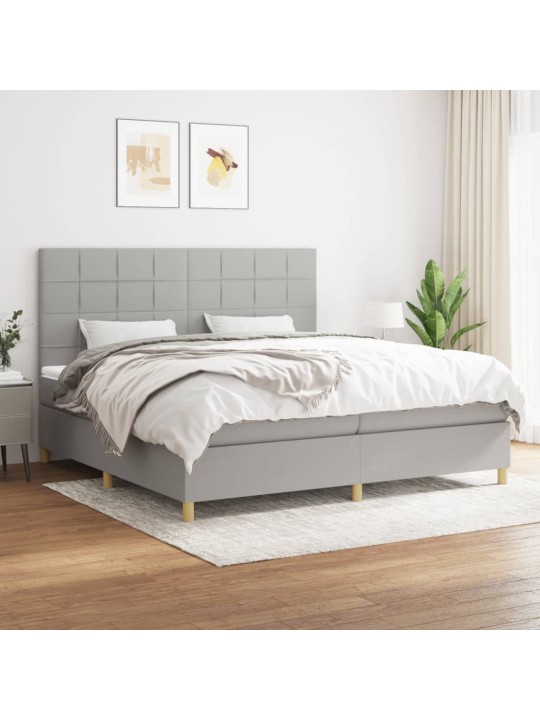 Box spring postel s matrací světle šedá 200 x 200 cm textil
