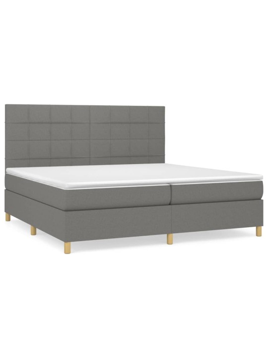 Box spring postel s matrací tmavě šedá 200x200 cm textil