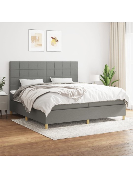 Box spring postel s matrací tmavě šedá 200x200 cm textil