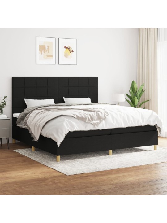 Box spring postel s matrací černá 200x200 cm textil