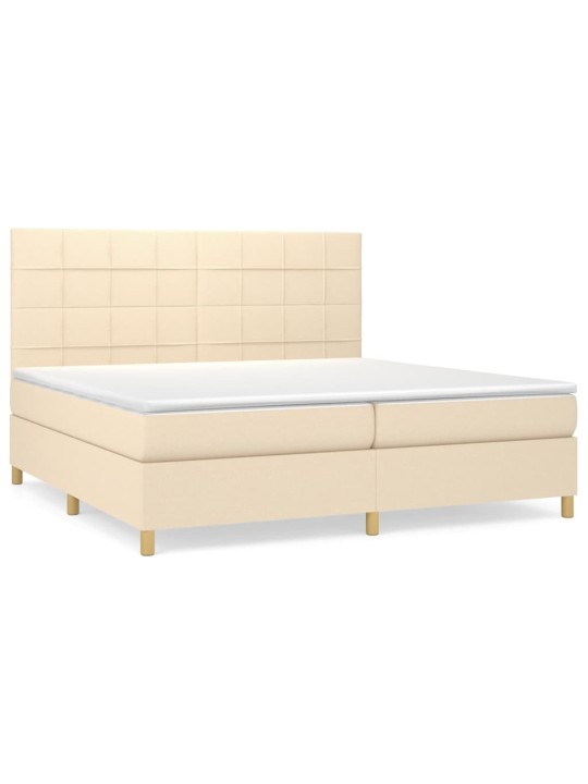 Box spring postel s matrací krémová 200x200 cm textil