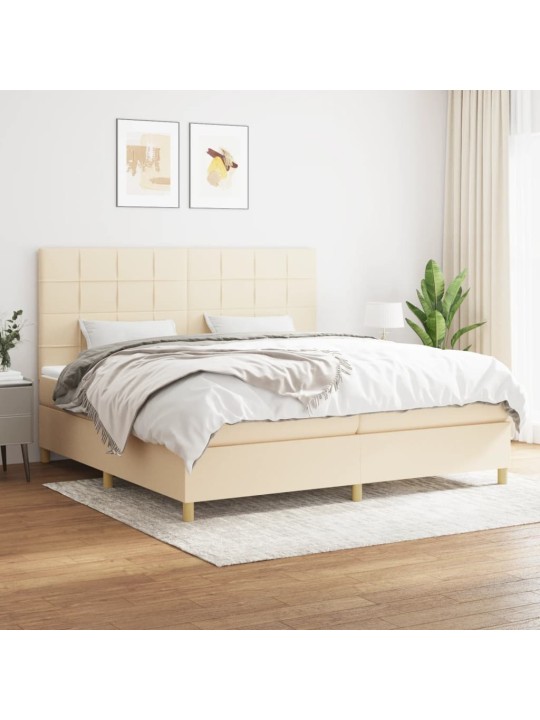 Box spring postel s matrací krémová 200x200 cm textil