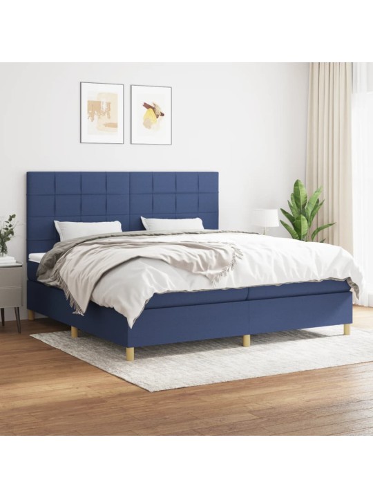 Box spring postel s matrací modrá 200x200 cm textil