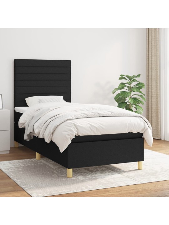Box spring postel s matrací černá 80 x 200 cm textil