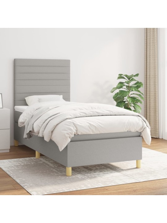 Box spring postel s matrací světle šedá 90x200 cm textil