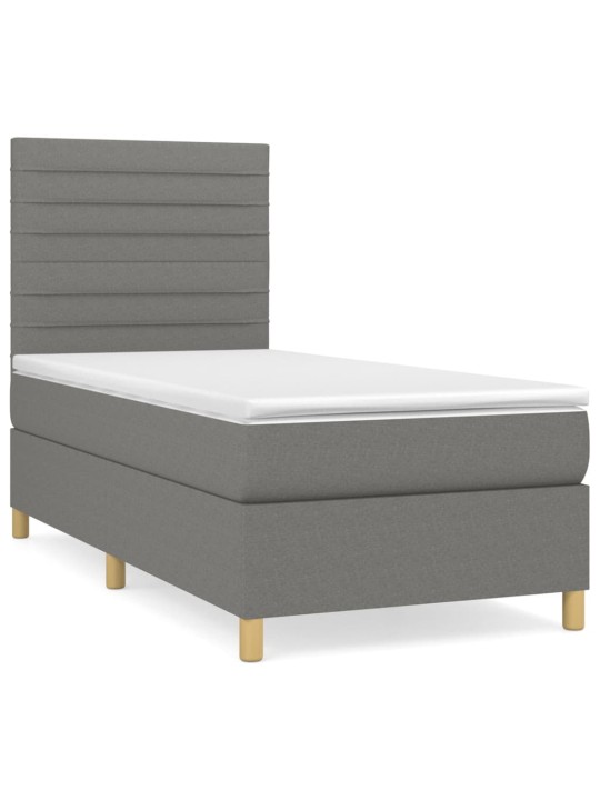 Box spring postel s matrací tmavě šedá 90x200 cm textil