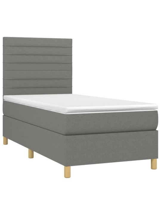Box spring postel s matrací tmavě šedá 90x200 cm textil