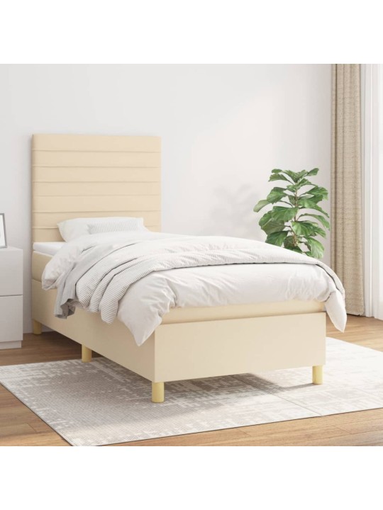 Box spring postel s matrací krémová 100 x 200 cm textil