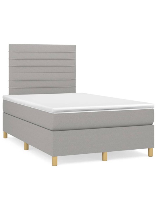 Box spring postel s matrací světle šedá 120 x 200 cm textil
