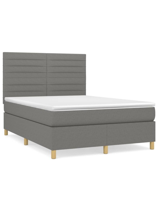 Box spring postel s matrací tmavě šedý 140 x 190 cm textil