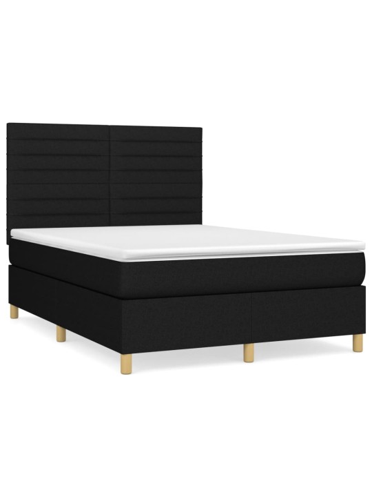 Box spring postel s matrací černá 140 x 190 cm textil