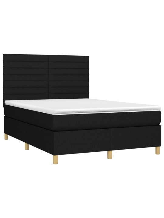Box spring postel s matrací černá 140 x 190 cm textil