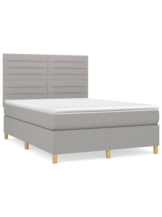 Box spring postel s matrací světle šedá 140 x 200 cm textil