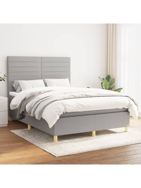 Box spring postel s matrací světle šedá 140 x 200 cm textil