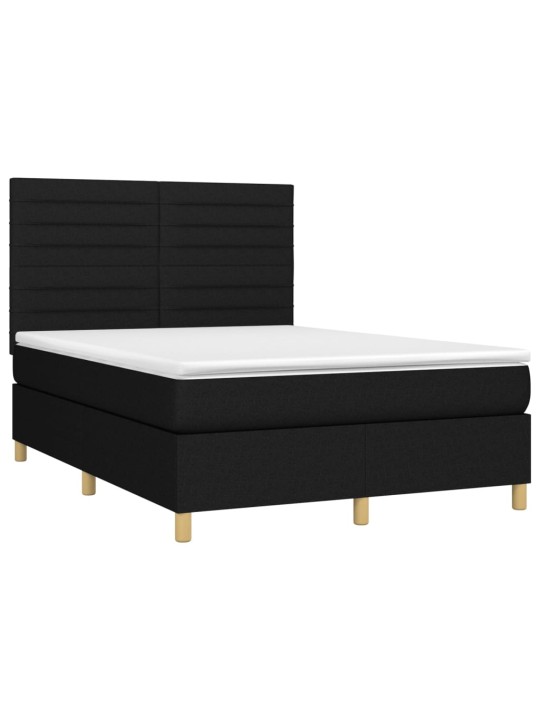 Box spring postel s matrací černá 140x200 cm textil