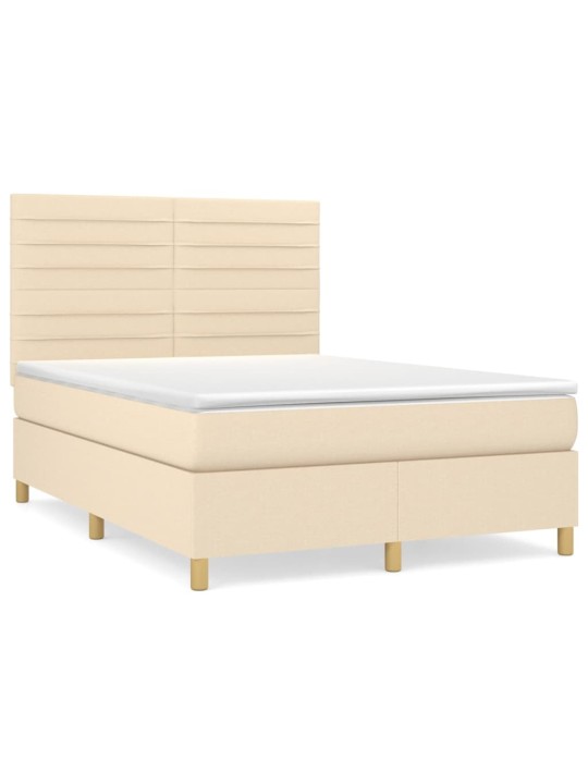 Box spring postel s matrací krémová 140x200 cm textil