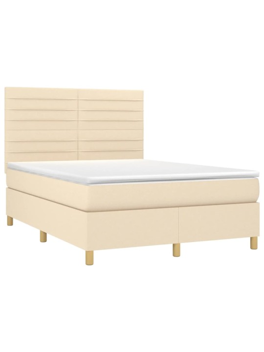Box spring postel s matrací krémová 140x200 cm textil