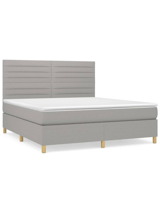 Box spring postel s matrací světle šedá 160 x 200 cm textil