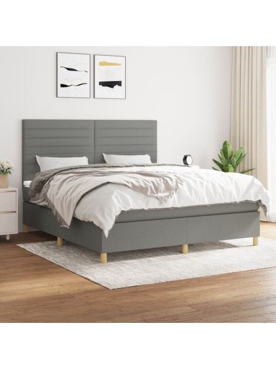 Box spring postel s matrací tmavě šedá 160x200 cm textil